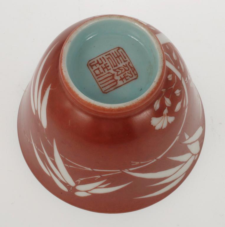 PARTI SKÅLAR samt FÅGELSKÅLAR, 5+15 st, porslin. Kina Republik (1912-1949).