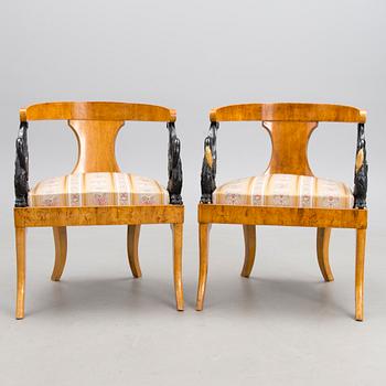 SET OF FOUR RUSSIAN EMPIRE STYLE ARMCHAIRS, late 20th century.