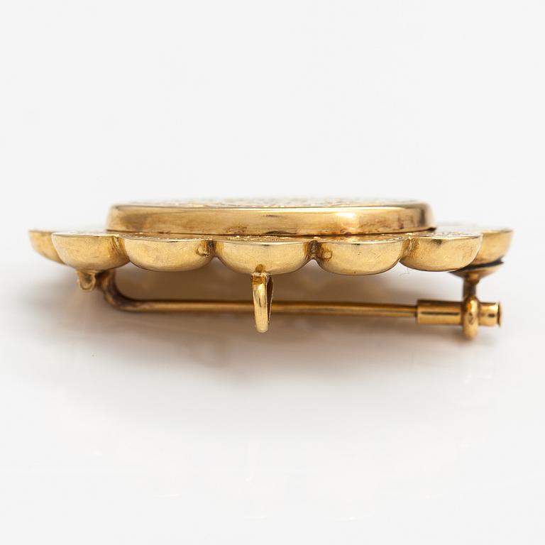 An 18K gold brooch/pendant. Johan Edvard Fagerroos, Helsinki 1862.
