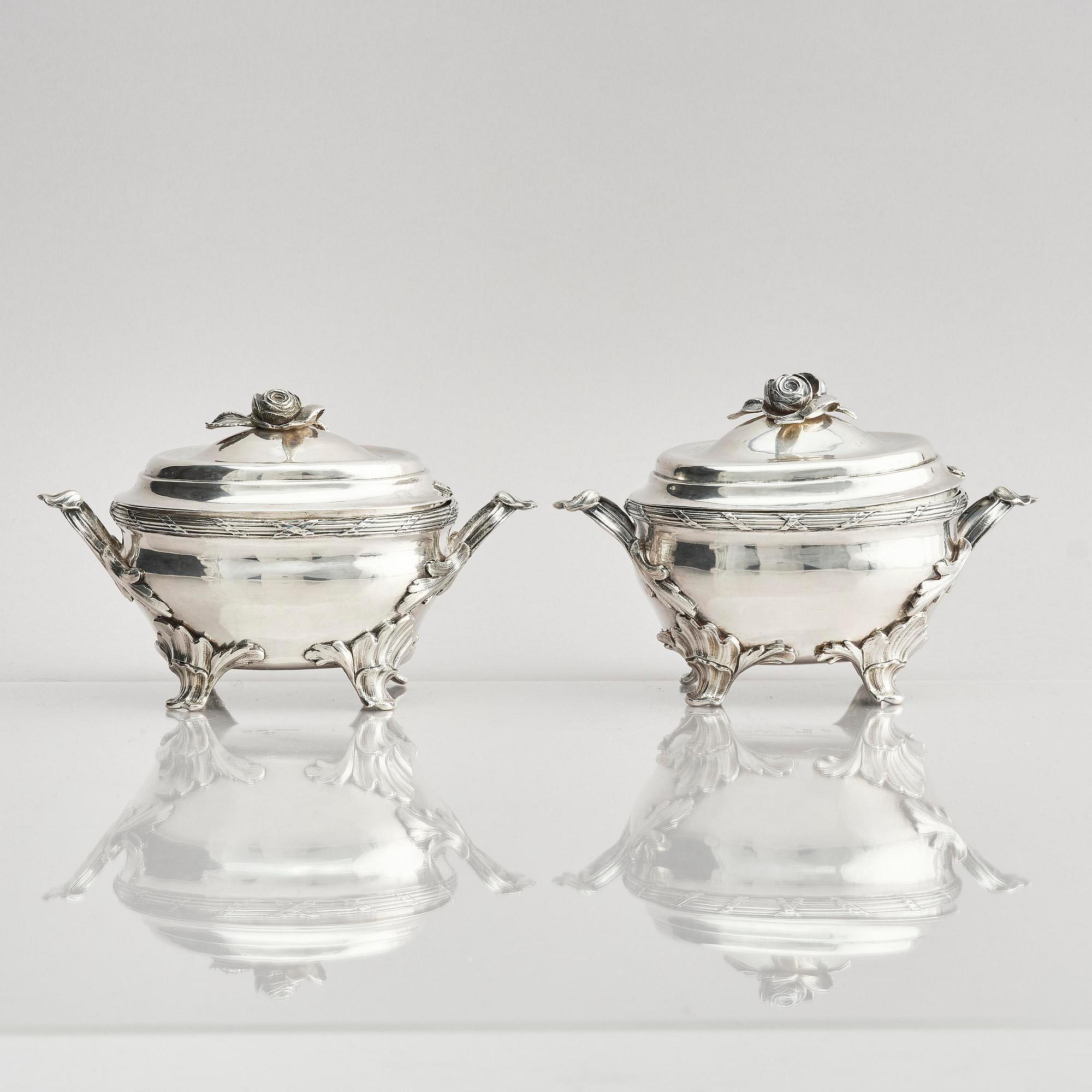 A pair of Swedish 18th century silver sugar bowls, marks of Henrik Wittkopf the younger and Pehr Zethelius, Stockholm.