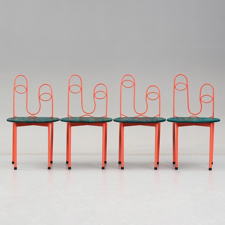Fredrik Paulsen, Kristoffer Sundin and Simon Klenell, 4 chairs, made exclusively for the restaurant Omnipollo in Gothenburg Sweden, 2018.