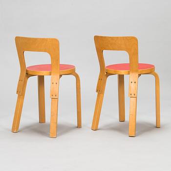 Alvar Aalto, tuoleja, 6 kpl, malli 65, O.Y. Artek 1960-luku.