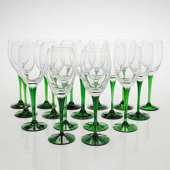 Saara Hopea, a 17-piece set of 'Traviata' wine glasses, Nuutajärvi. Finland.