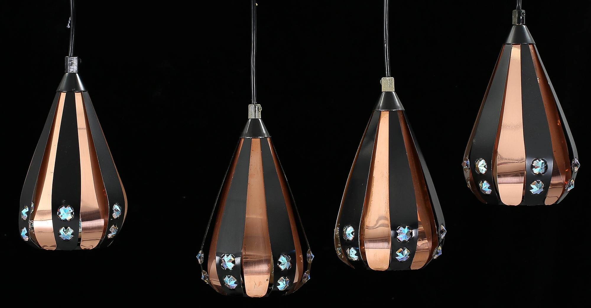 TAKLAMPOR, 4st, Werner Schou för Coronell Elektro, Danmark, 1960-70-tal.