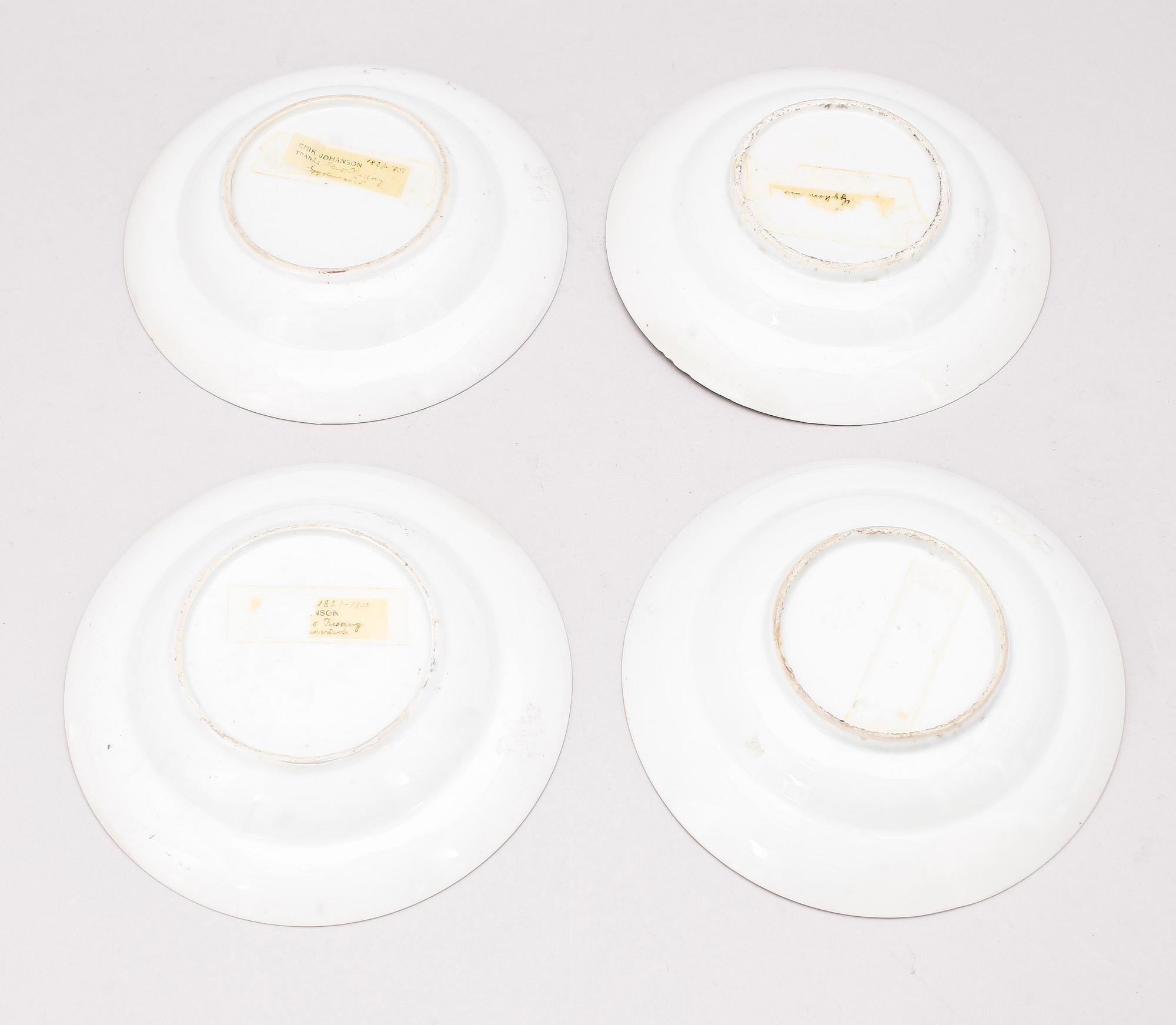 BÄRTALLRIKAR, 4 st, porslin, Kina, sannolikt 1900-tal.