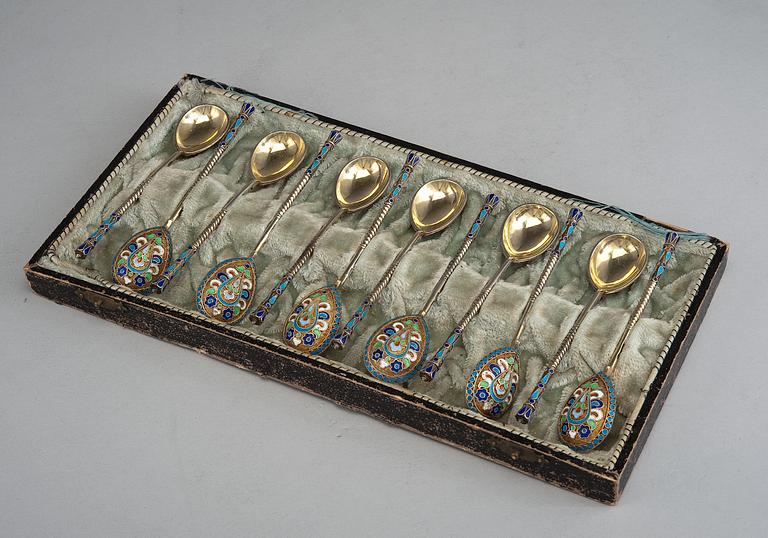 12 ENAMELLED SPOONS.