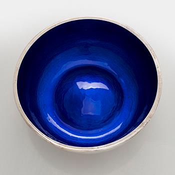 A set of three sterling silver and enamel bowls, maker's mark of A. Tillander, Turku 2005.