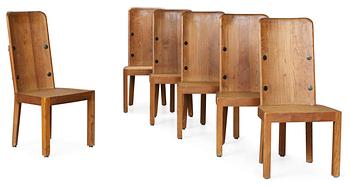 781. An Axel-Einar Hjorth suite of 6 pine chairs "Lovö", NK 1930's.