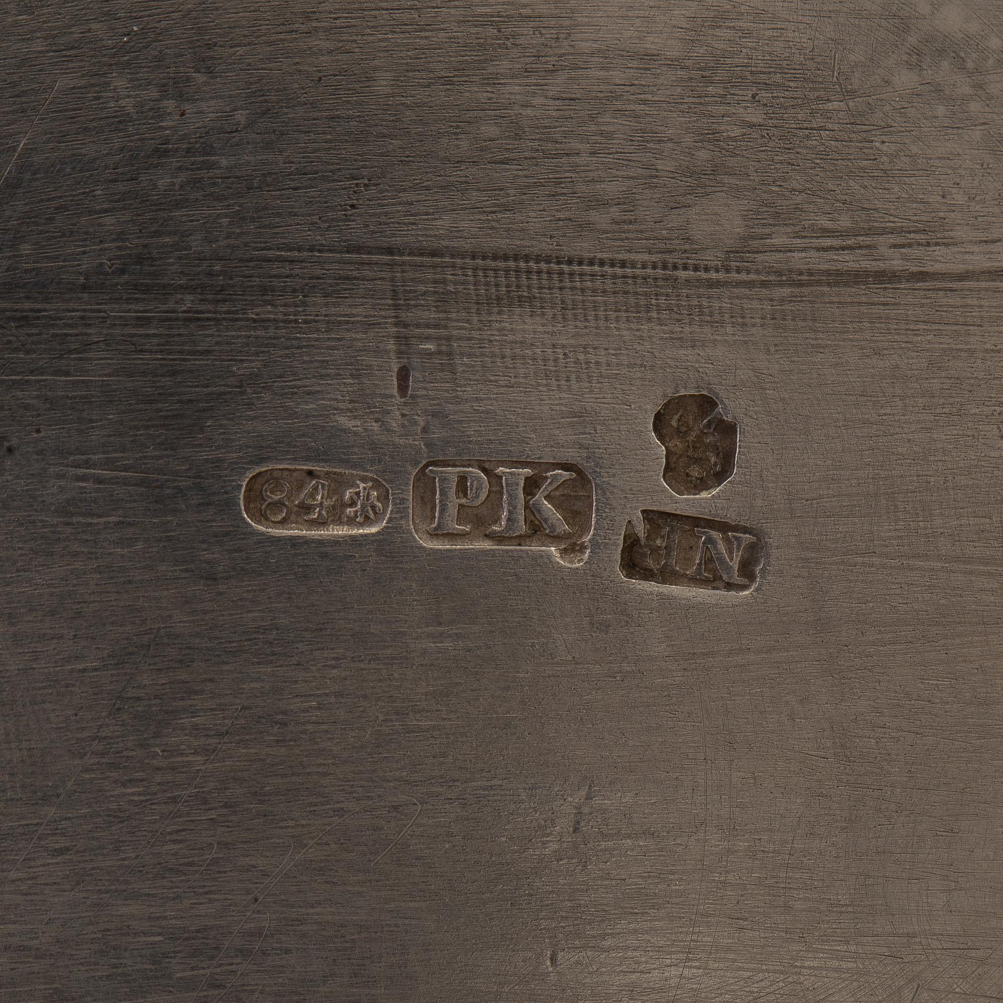 A Russian parcel-gilt teapot, mark of Nicols Karl & Plinke, St Petersburg, 1880/90s.