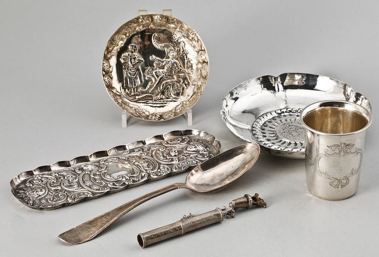 PARTI SILVER, 6 st, bla Pehr Ericson, Malmö, 1800-1900-tal.