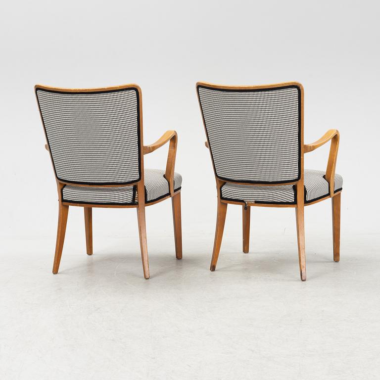 ASKI, AB Svenska Kontorsmöbelindustrier, a pair of beech armchairs, Bodafors, 1940's/50's.