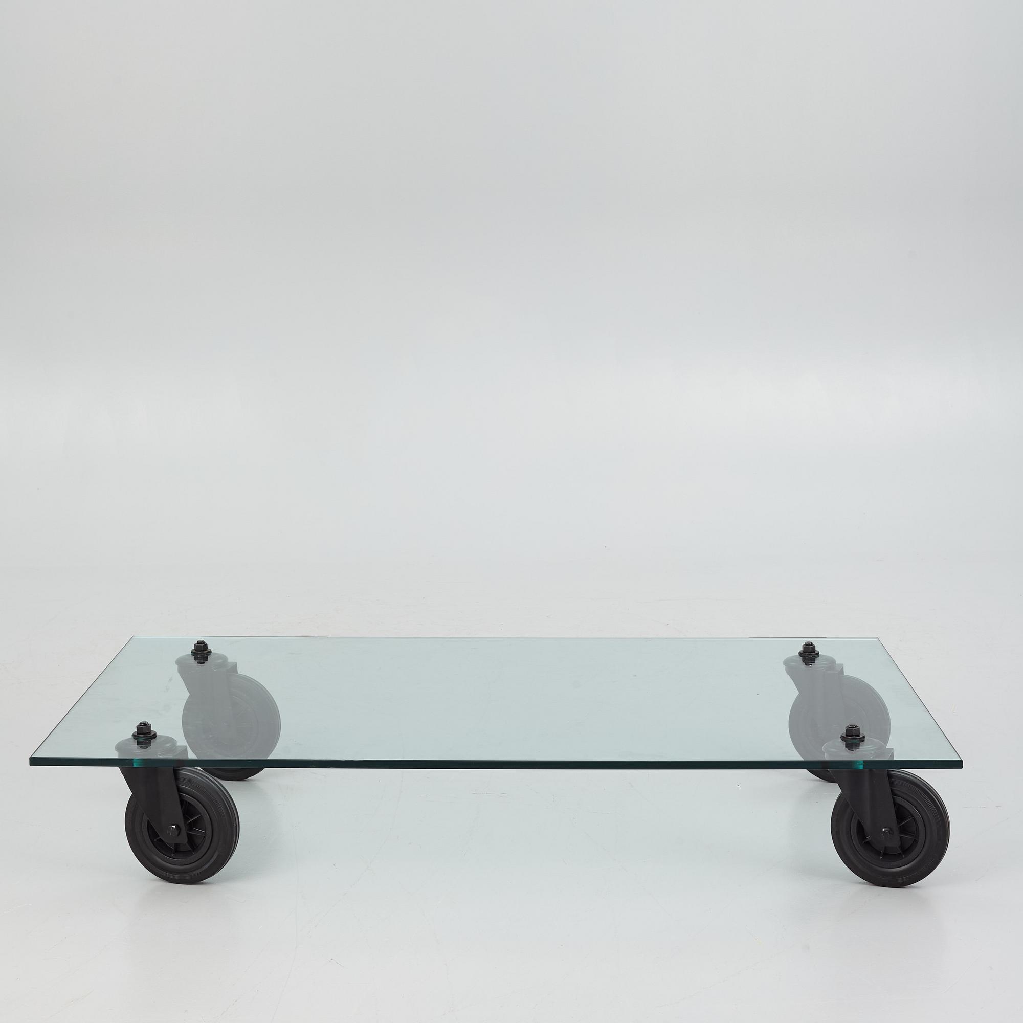 Gae Aulenti, soffbord, "Tavolo con Ruote", Fontana Arte, Italien.