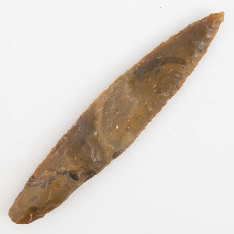 A Neolithic flint spearhead.