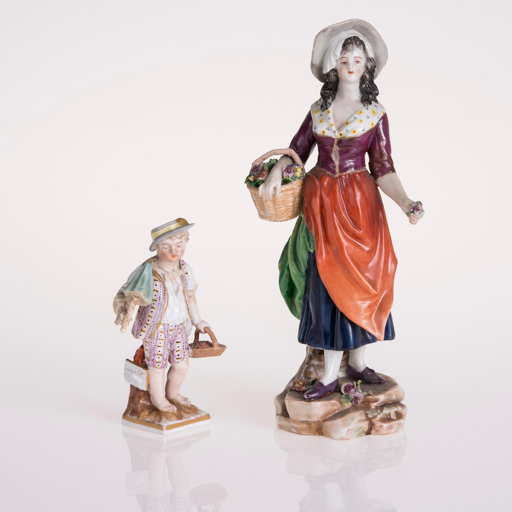 FIGURINER, 2 st, porslin, Mellaneuropa 1800-tal och tidigt 1800-tal.