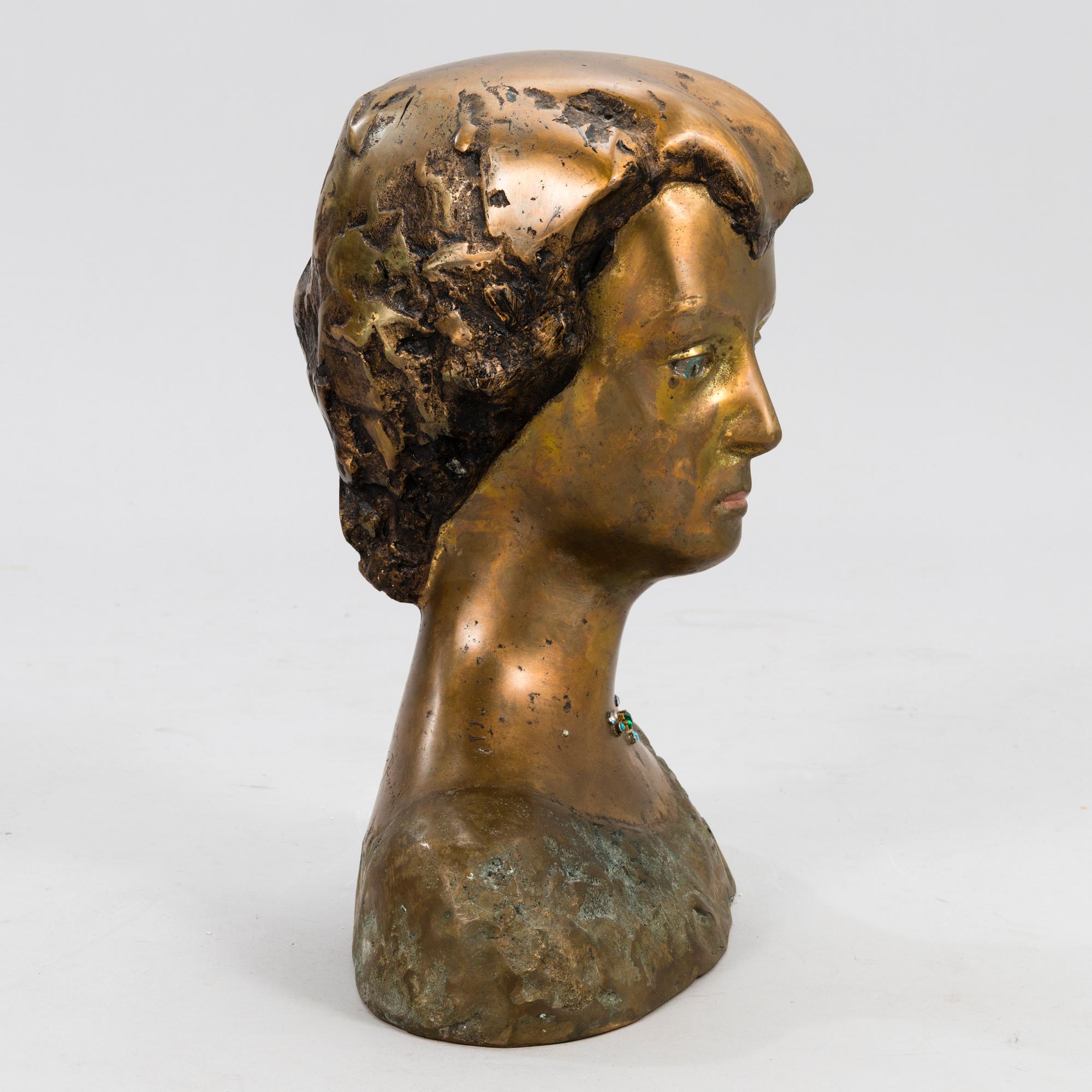 ESSI RENVALL, sculpture, bronze and mixed media, signed.