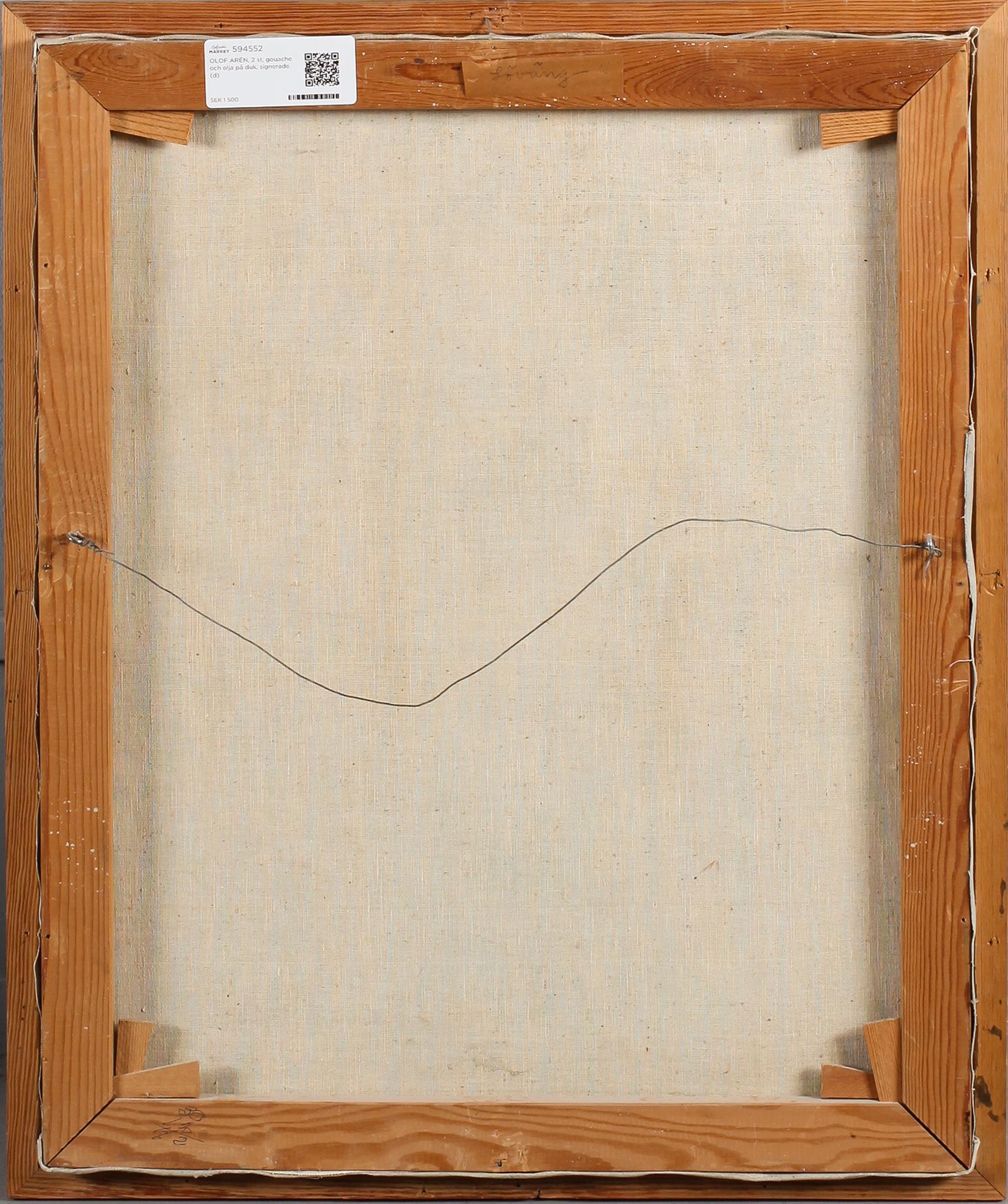 OLOF ARÉN, 2 st, gouache och olja på duk, signerade.