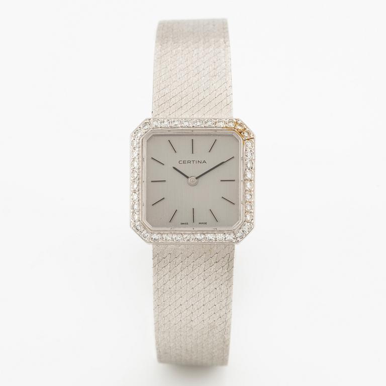 Certina, 18K white gold, wristwatch, 22 mm.