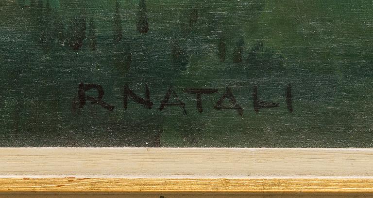 Renato Natali, olja på pannå, signerad.