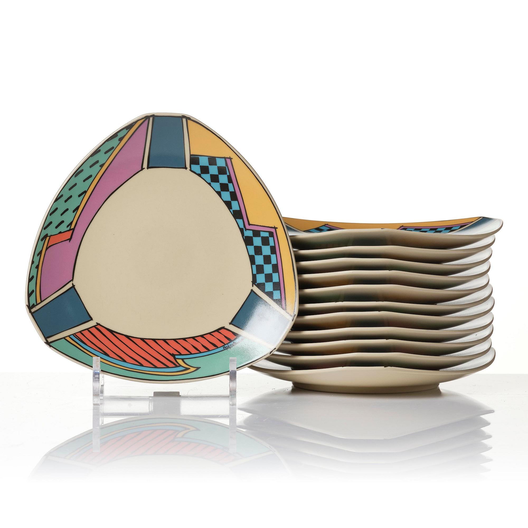 Dorothy Hafner, a 47-piece "Flash" ceramic dinner service, Rosenthal, Germany, post 1984.