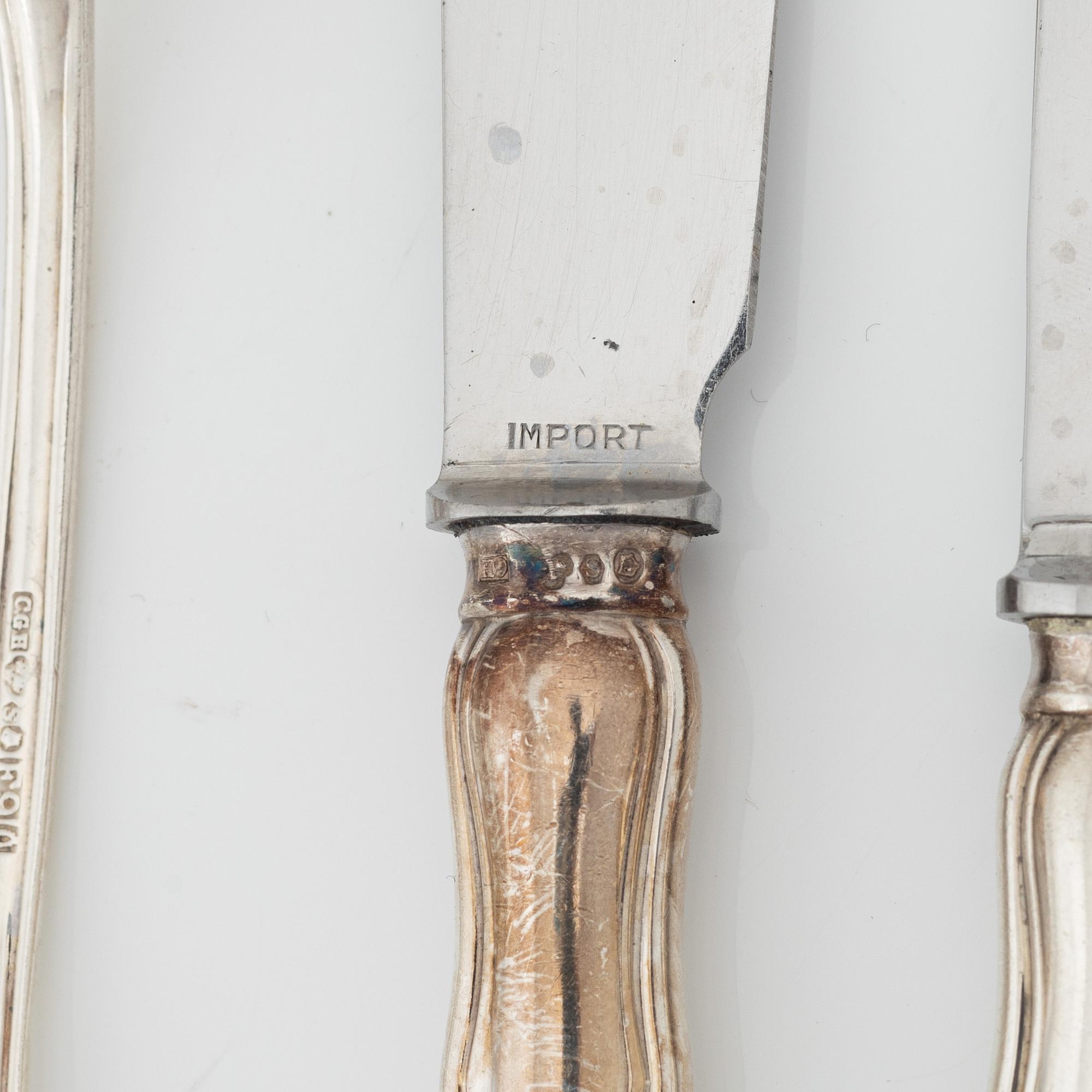 A 69 piece silver cutlery set, 'Hallbergs Chippendale', C.G.Hallberg, Stockholm, Sweden, 1950-60.