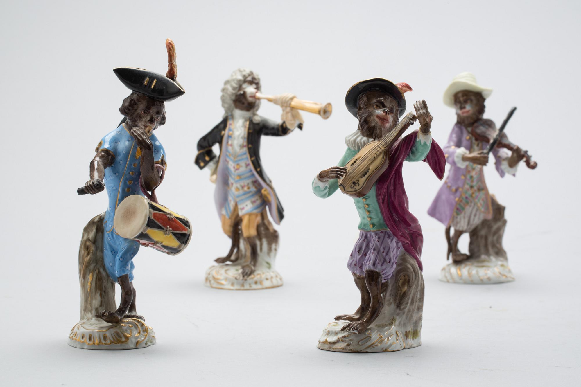 A monkey orchestra, "Affenkapelle", Meissen, late 19th Century.