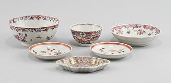 PARTI PORSLIN, 6 delar, Kina, 1700/1800-tal.