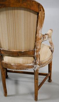 KARMSTOLAR, ett par, Louis XVI, tidigt 1800-tal.