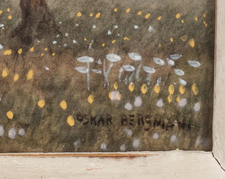 OSKAR BERGMAN, akvarell. Signerad.