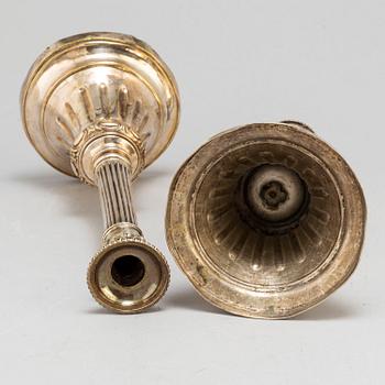 Two Gustavian 18th century candlesticks, probably Swedish.
