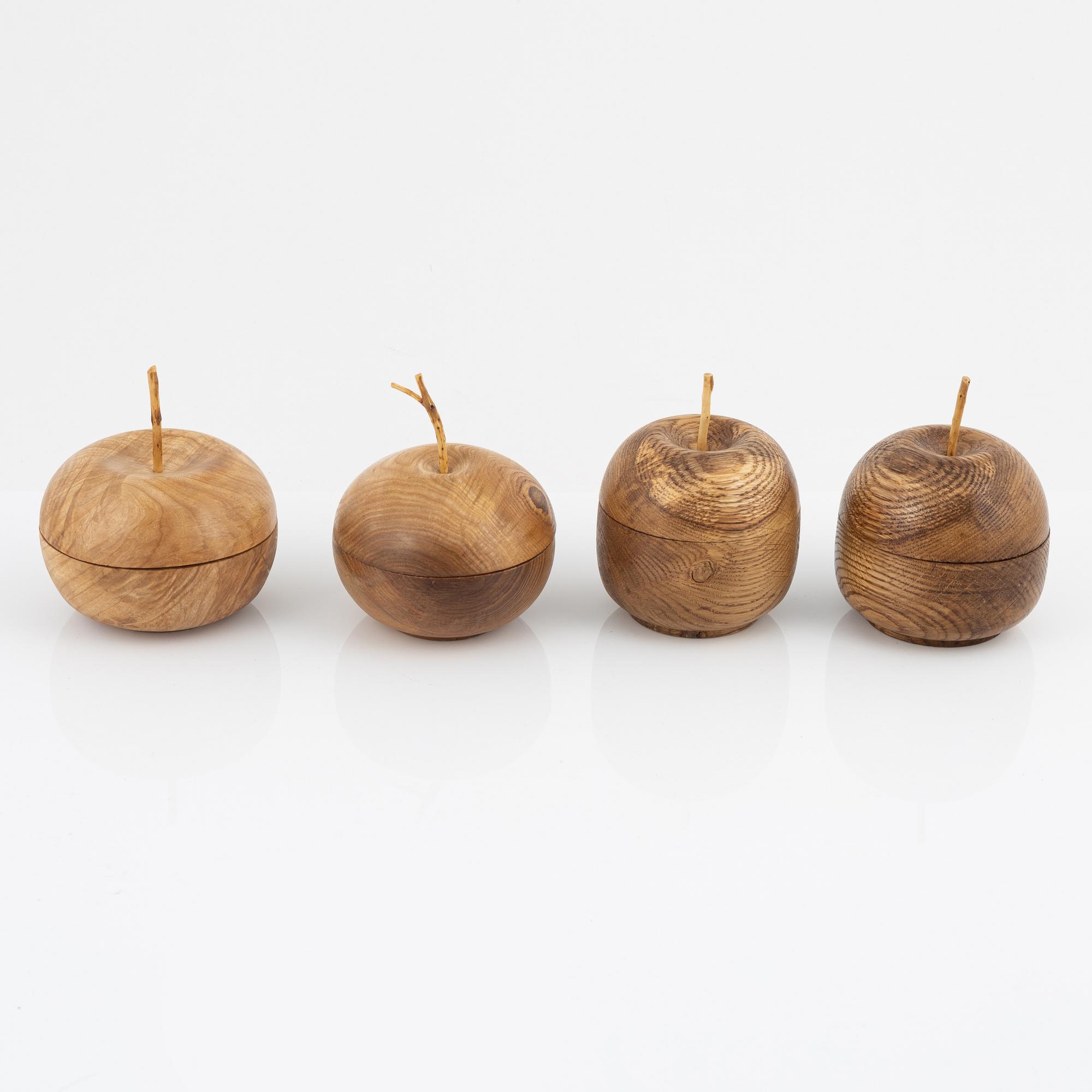 Magnus Ek, a set of four oak and ash wood appetizer bowls with lids for Oaxen Krog.