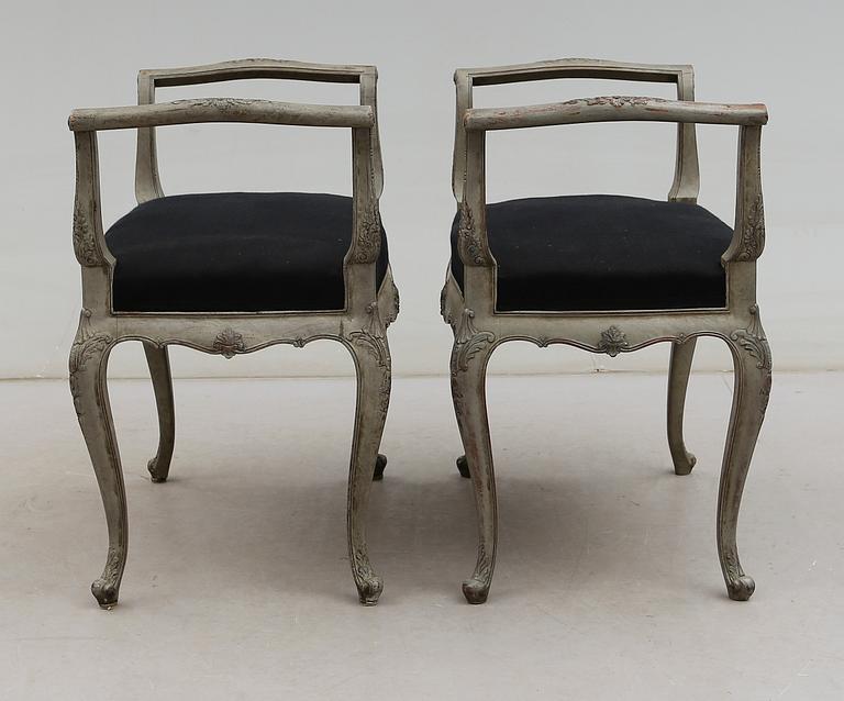 TABURETTER, 1 par, rokokostil, 1900-tal.
