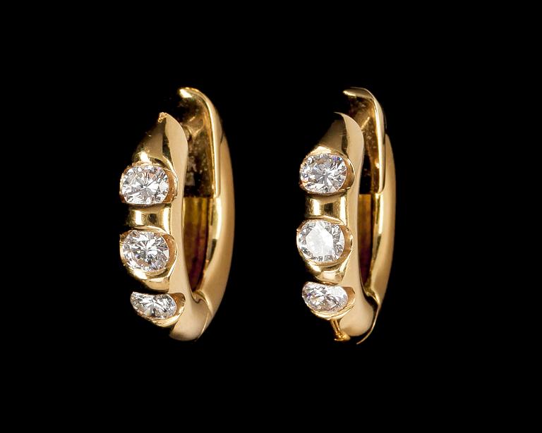 EARRINGS, brilliant cut diamonds, tot. app. 0.50 cts.