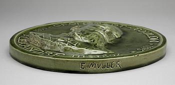 MEDALJONG, keramik. E.Muller, Paris.