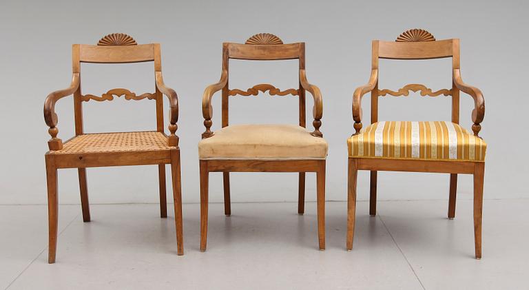 KARMSTOLAR, 3 st, Karl Johan,1800-talets mitt.