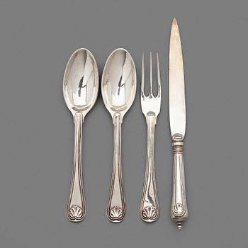 Dessert cutlery, 4 pieces, Rococo, 18th century.