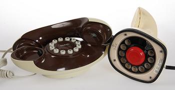 TELEFONER, 2 st, "Ericofonen", s.k. "Kobra" samt "Diabelle", 1900-talets andra hälft.