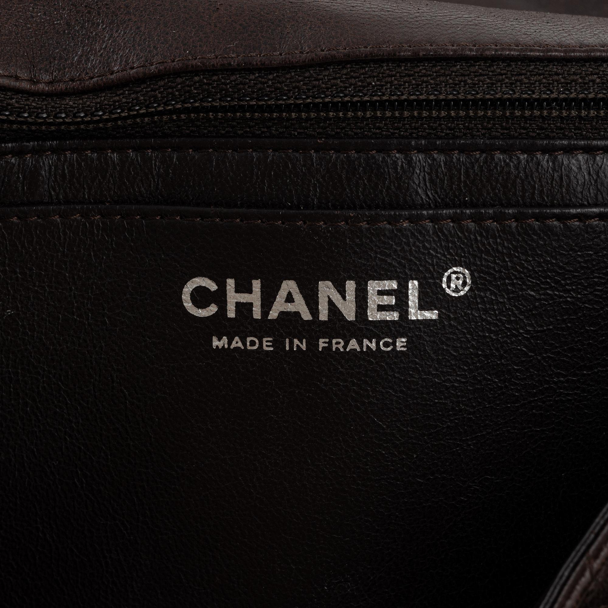 Chanel, a chocolate brown leather 'Single Flap Bag', 2015-16.