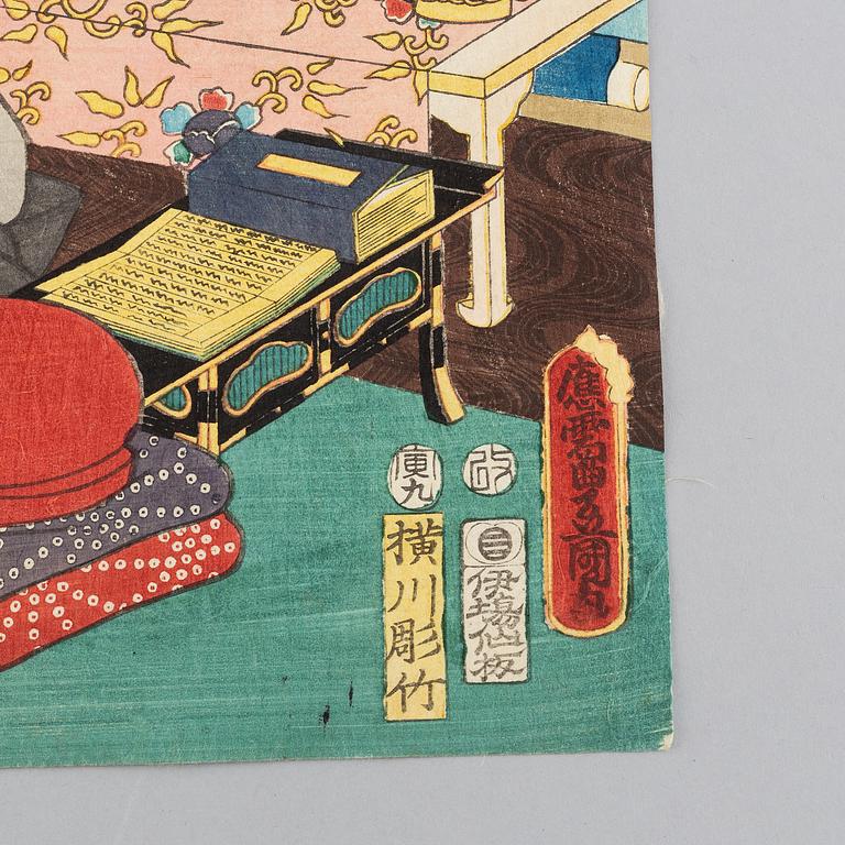 Utagawa Kunisada, färgträsnitt, Japan, 1800-tal.