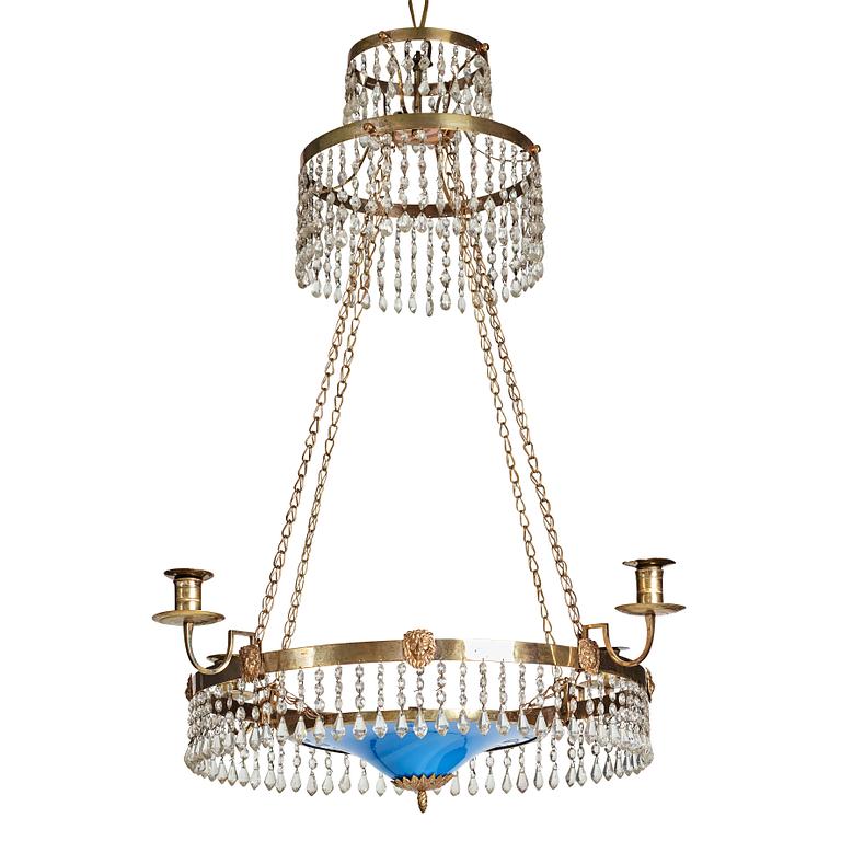 A late Gustavian circa 1800 five-light chandelier.