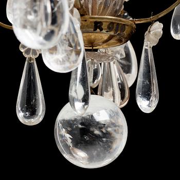 A Swedish Rococo four-light chandelier, second half of the 18th century.