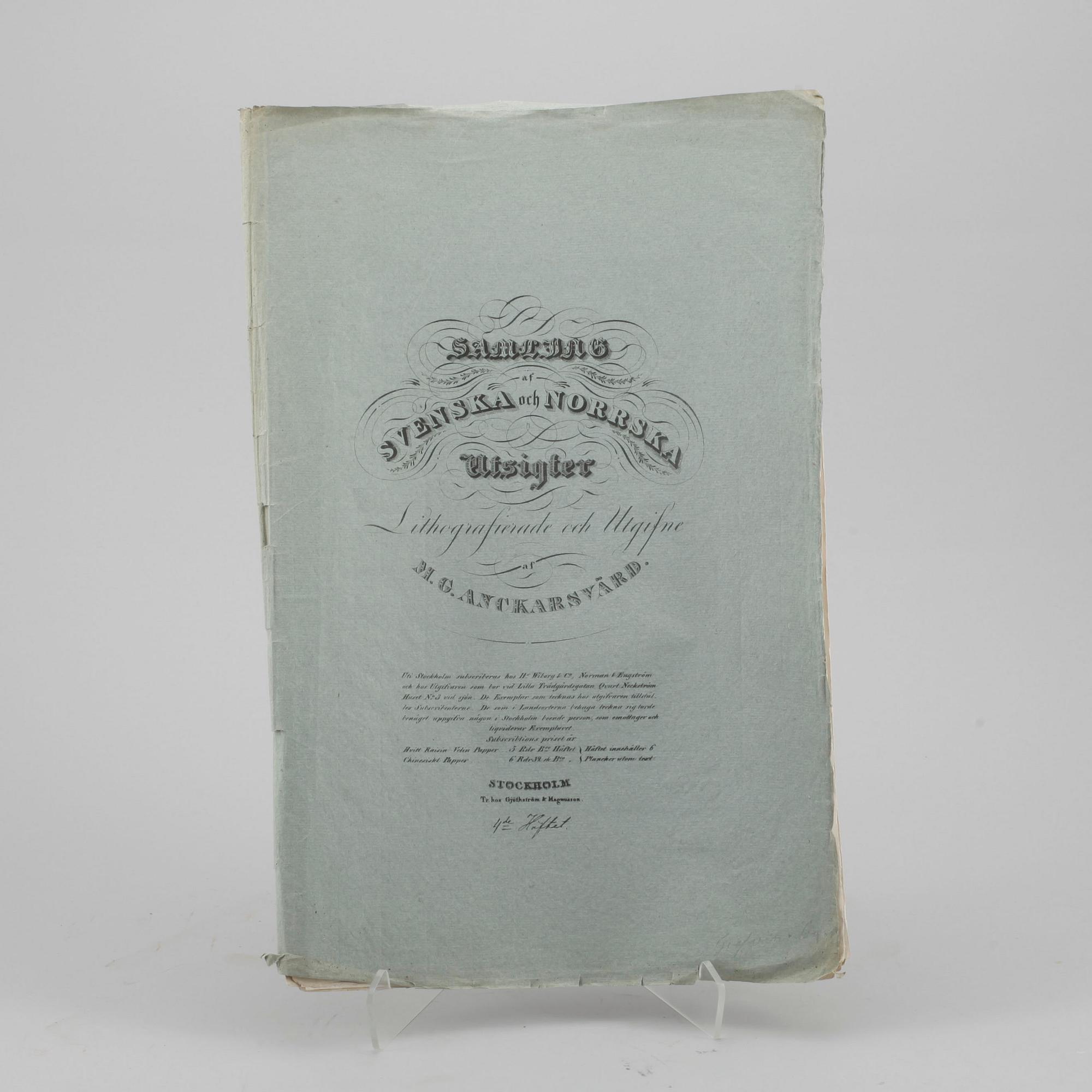 NORSKA UTSIGTER, 10 st, "Lithografierade och  Utgifne av M.G. Ankarsvärd", 1830-37.