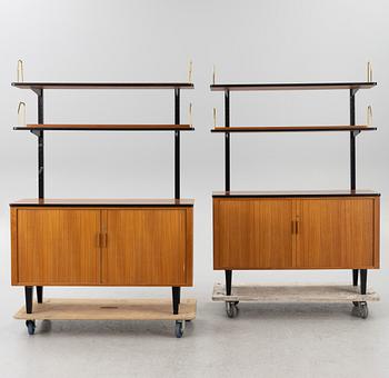 Bookshelves, a pair, Verkstads AB Lindqvist, Motala, second half of the 20th century.