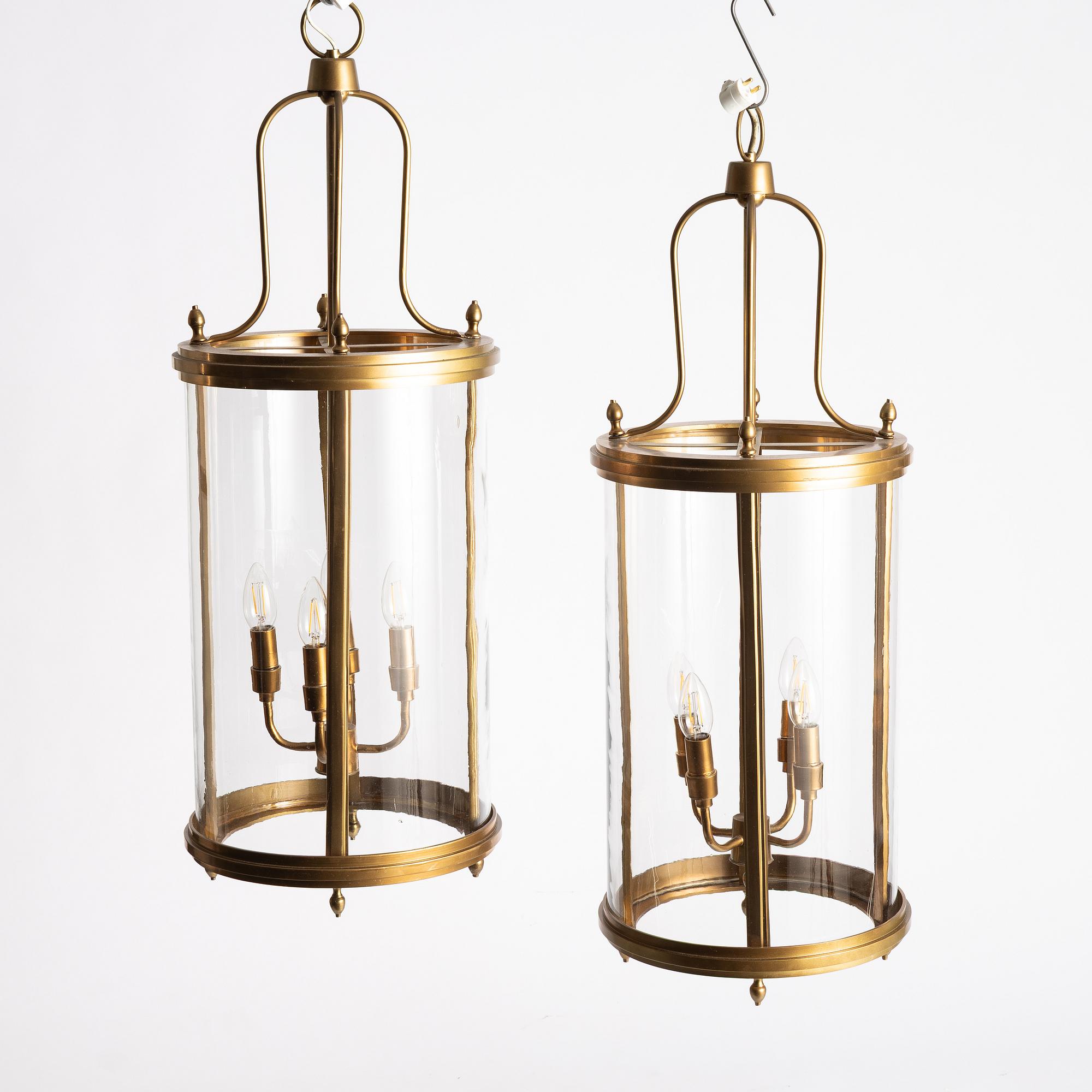 A pair of ceiling lanterns, contemporary.