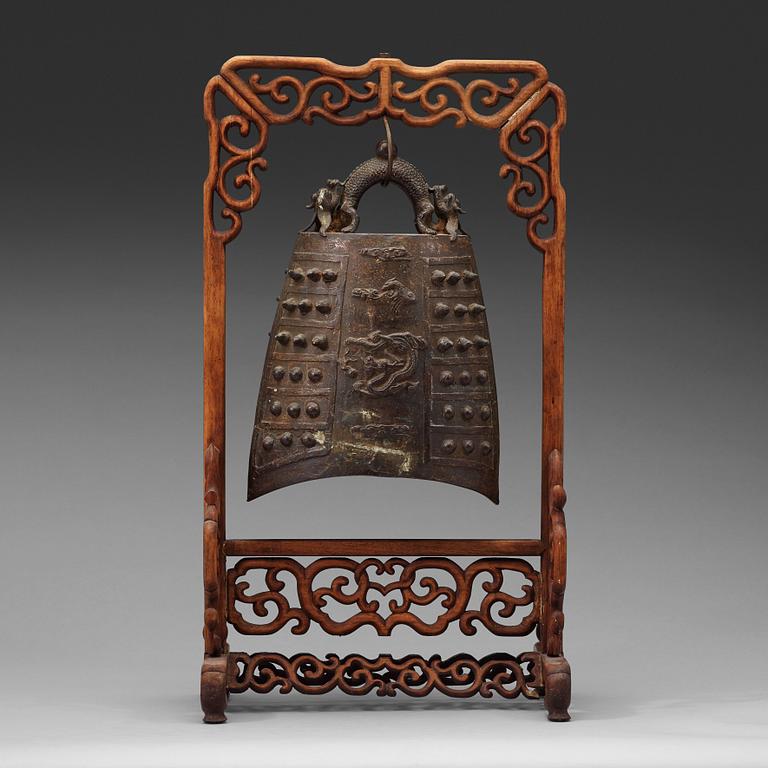 An archaistic bronze temple bell, Ming dynasty (1368-1644).