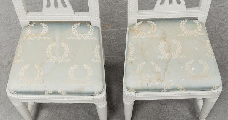 A pair of Gustavian chairs, late 18th century.