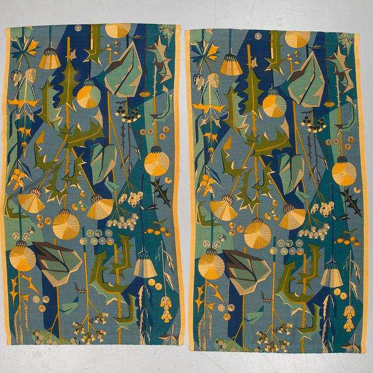 DAGMAR LODÉN, GARDINER, 2 st., "Tistlar", ca 243 x 127 cm vardera.