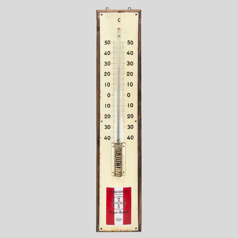 a mid-20th century outdoor thermometer.