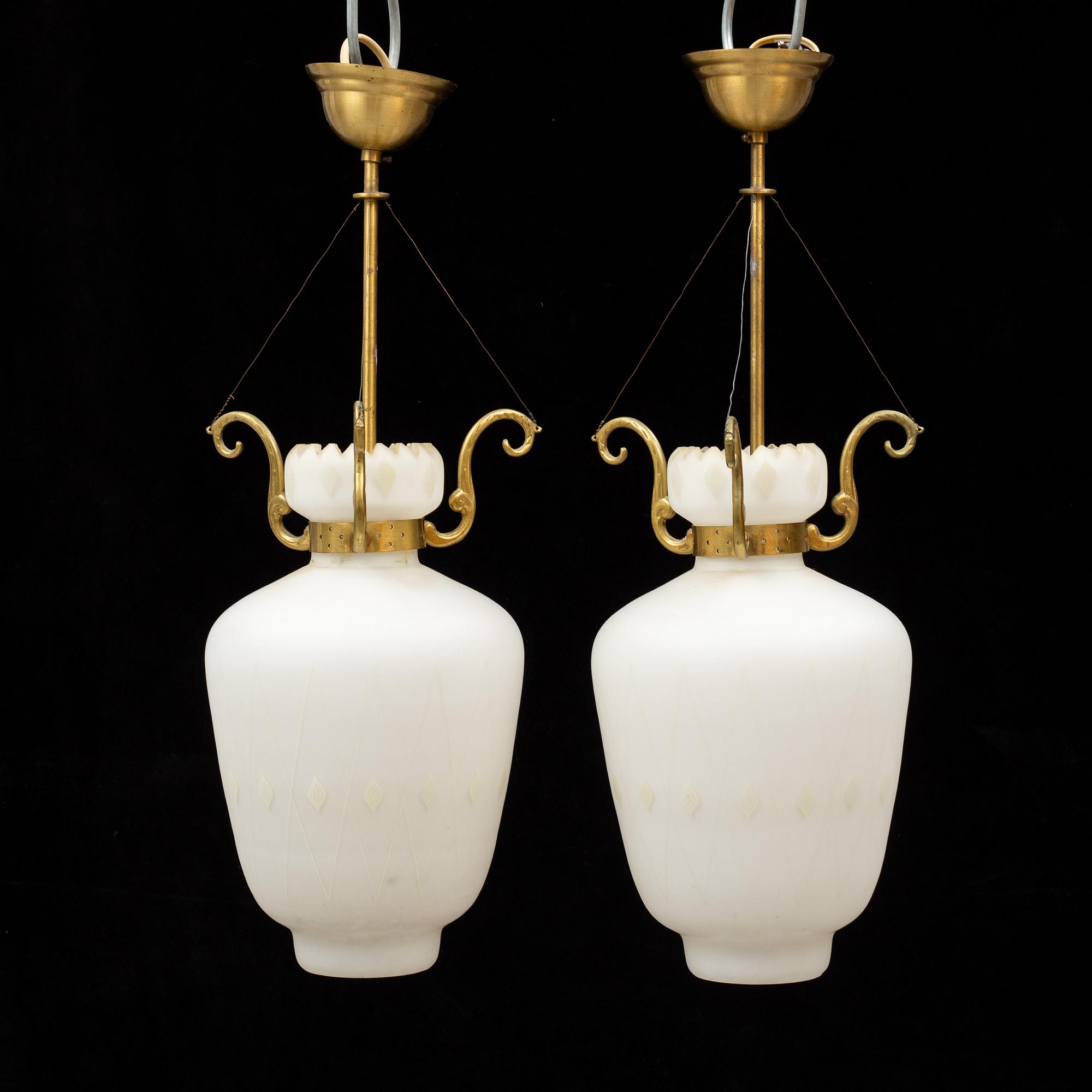 A pair of 1940's ceiling lamps.