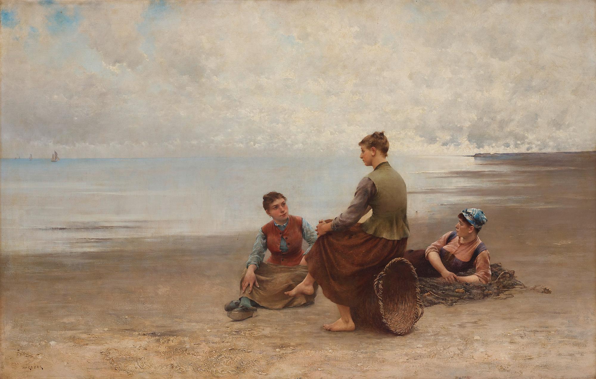 August Hagborg, Mussel pickers on the beach.