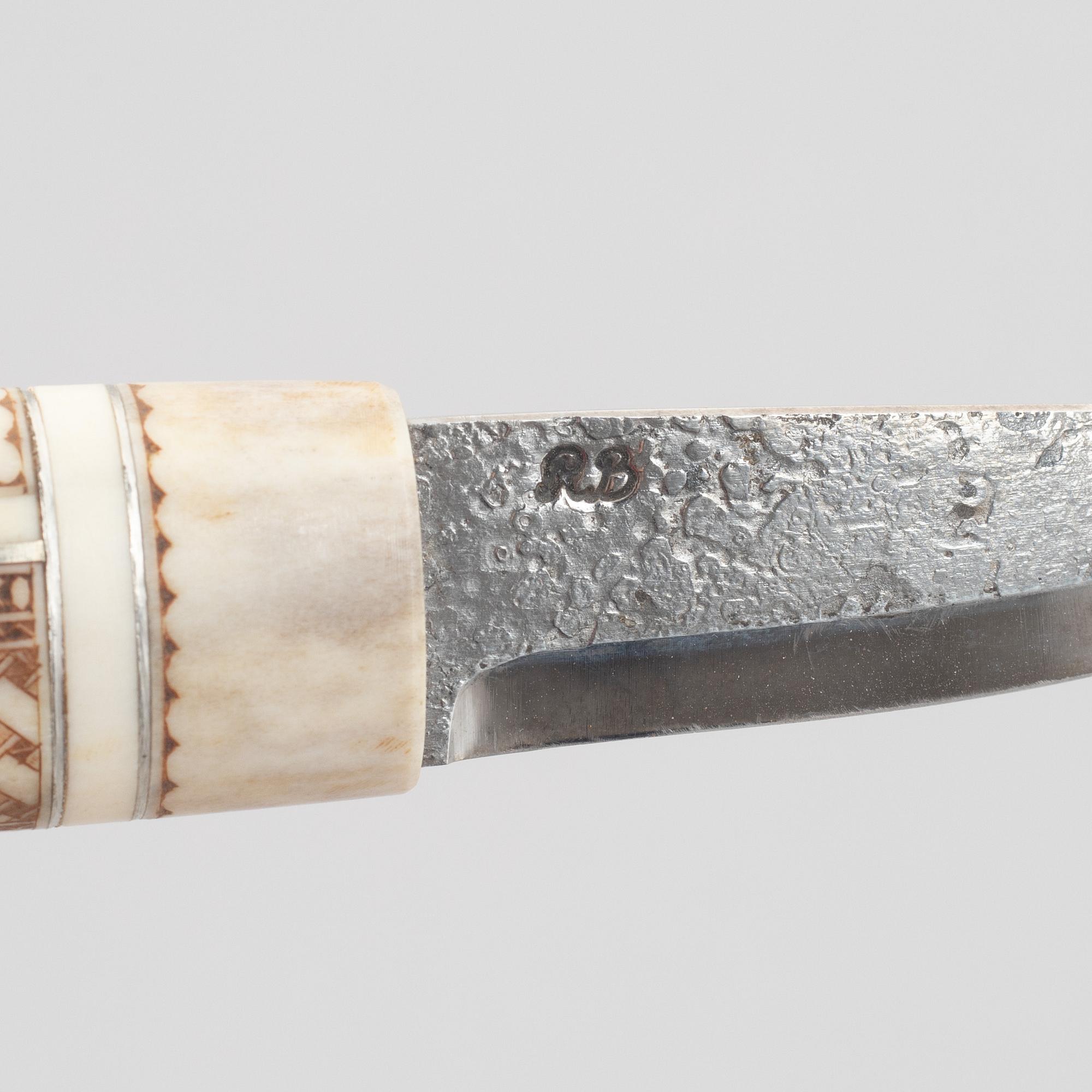 Olle Lundmark, a reindeer antler knife, signed.
